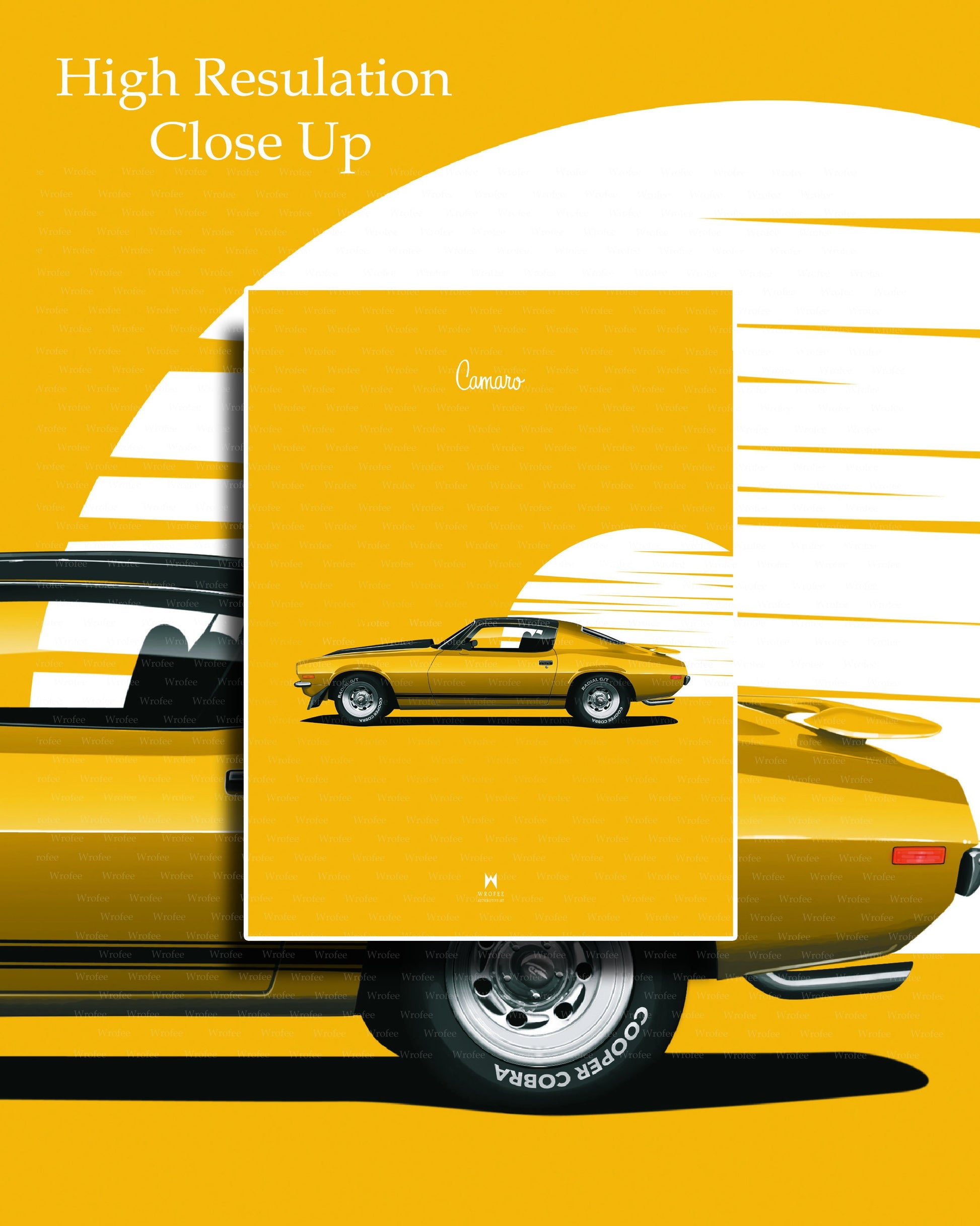 Retro Yellow Chevrolet Camaro Poster