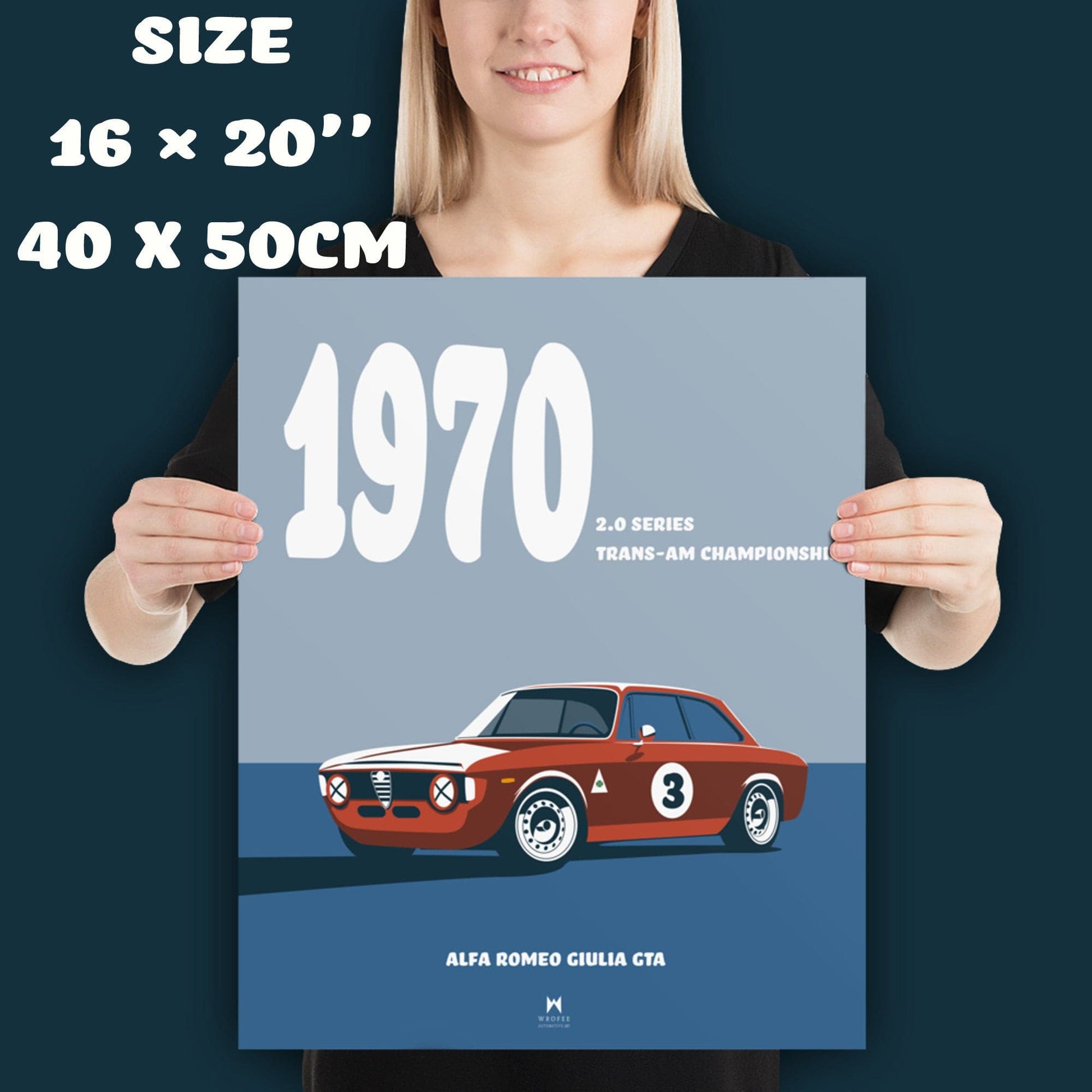 Alfa Romeo Giulia GTA Car Poster, Car Wall Art, Car Wall Decor, Vintage Cars, Retro Car Print, Car Gift Handmade Car Art Poster by Wrofee