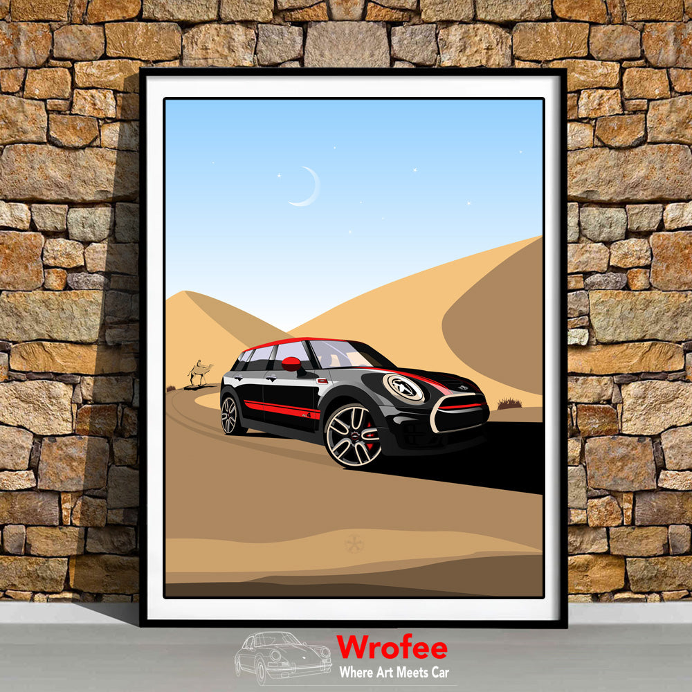 Mini Clubman in desert Wall Art Print