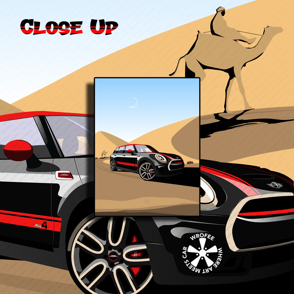 Mini Clubman in desert Wall Art Print