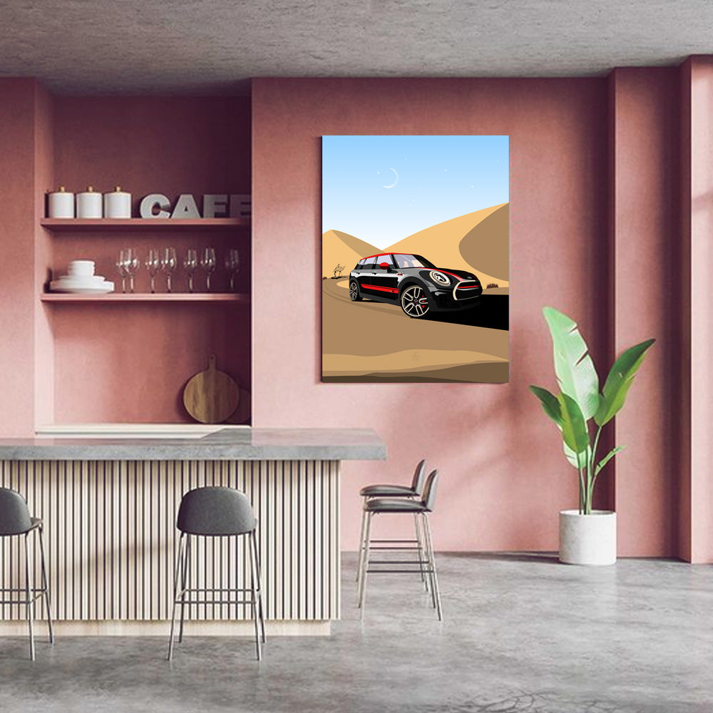 Mini Clubman in desert Wall Art Print