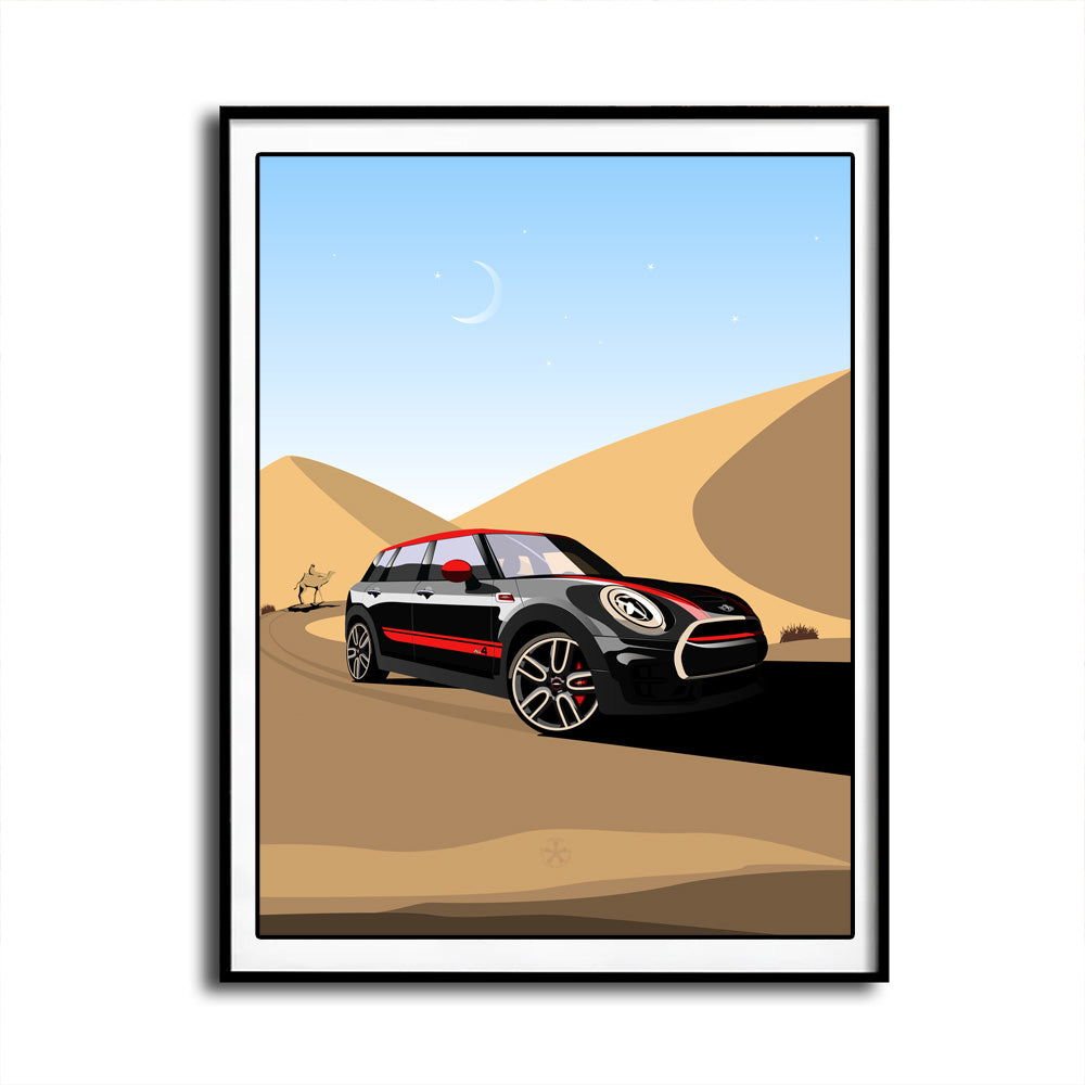 Mini Clubman in desert Wall Art Print